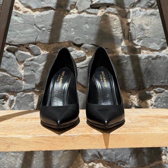 Saint Laurent Black Leather Paris 100 Pumps - Picture 2 of 11